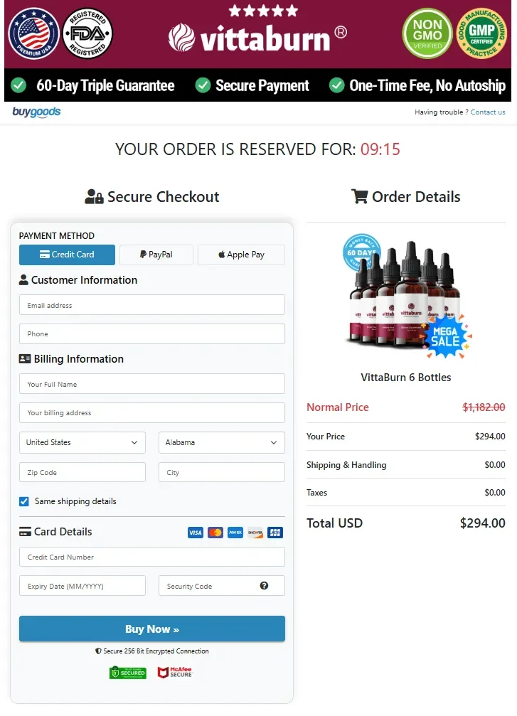 vittaburn-order-page